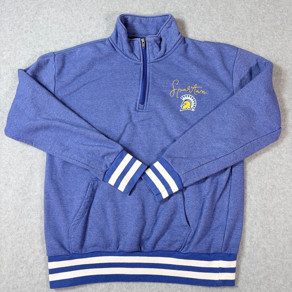 Champion SJSU Spartans Quarter Zip Fleece Sweatshirt Blue Heather Mens Medium